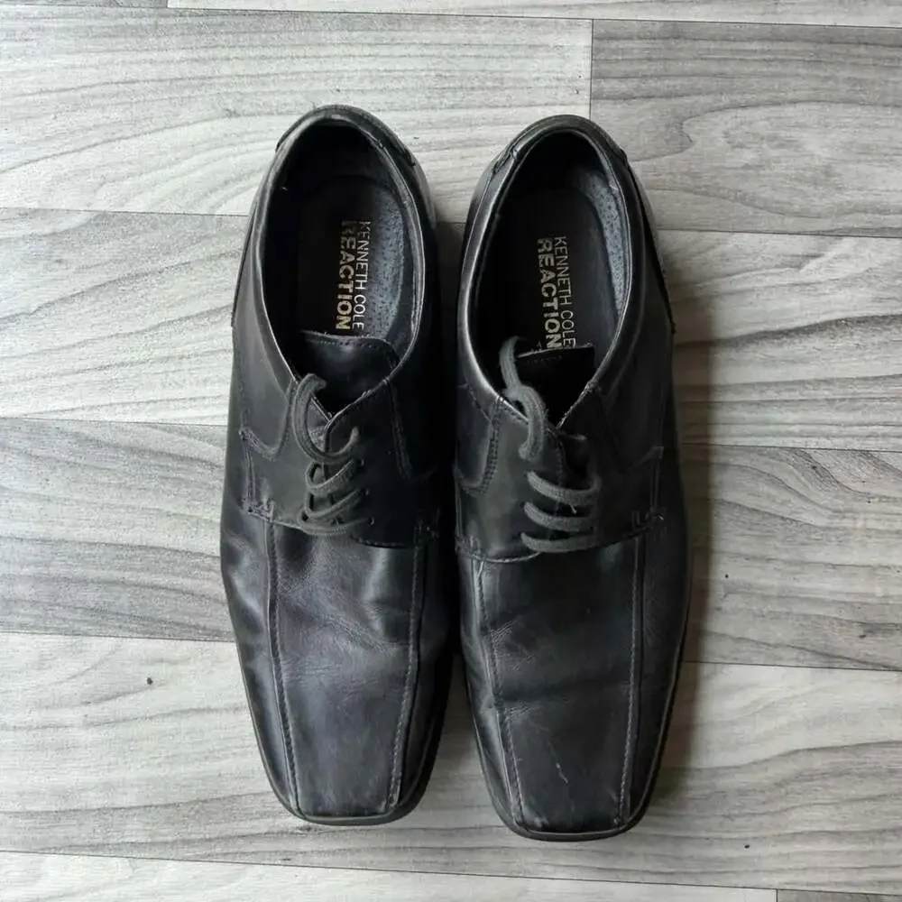 Kenneth Cole Reaction Bank Black Leather Oxford Dress Shoes